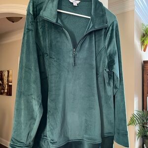 Croft & Barrow Teal Fleece Quarter-Zip Pullover